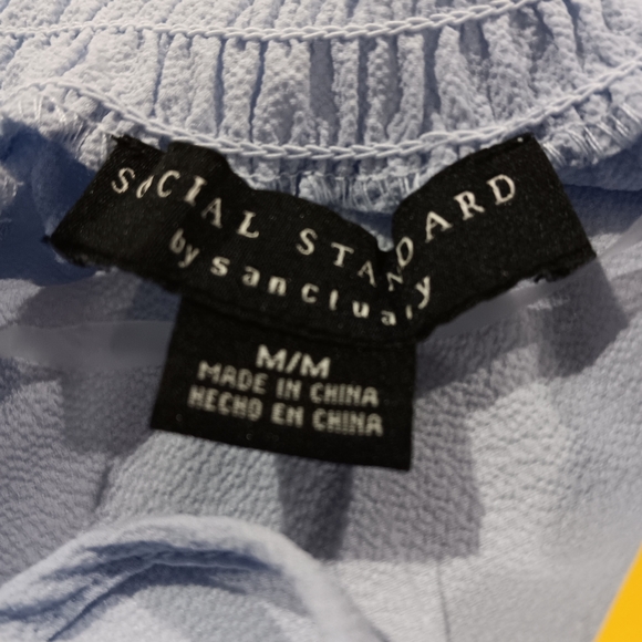 Social Standard by Sanctuary Women's Seaspray Blue Tallie Peasant Top (NWT) - Picture 3 of 7